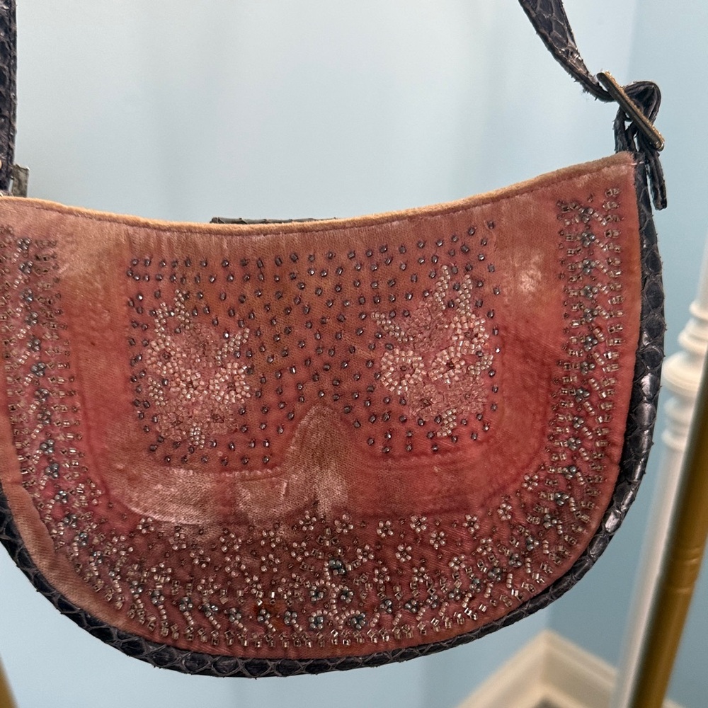 Embellished Pink and Black Women's Bag